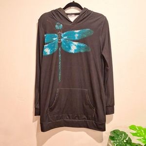 Lily Black Dragonfly Hoodie Size Large
